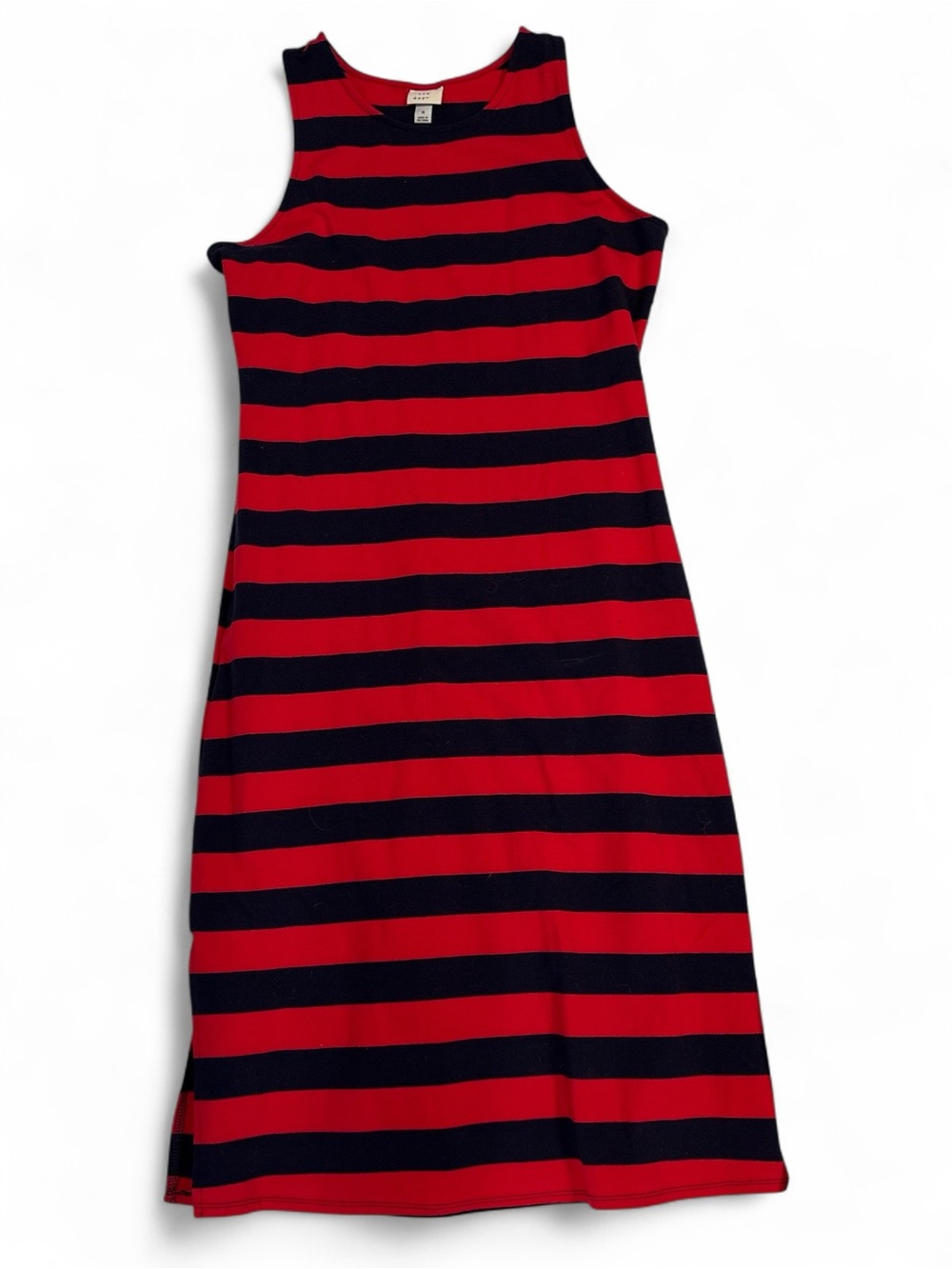 a new day Red & Navy Striped Sleeveless Midi Dress, SZ. M